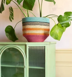 Multicoloured Stripe Basket