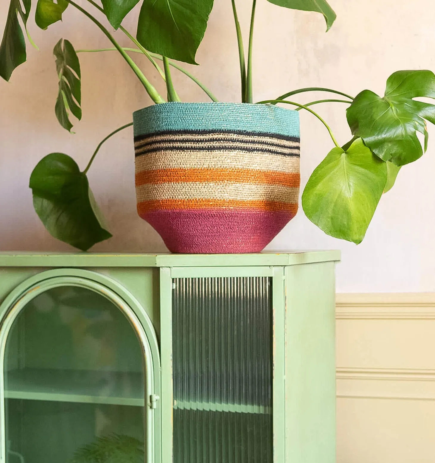 Multicoloured Stripe Basket