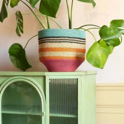 Multicoloured Stripe Basket