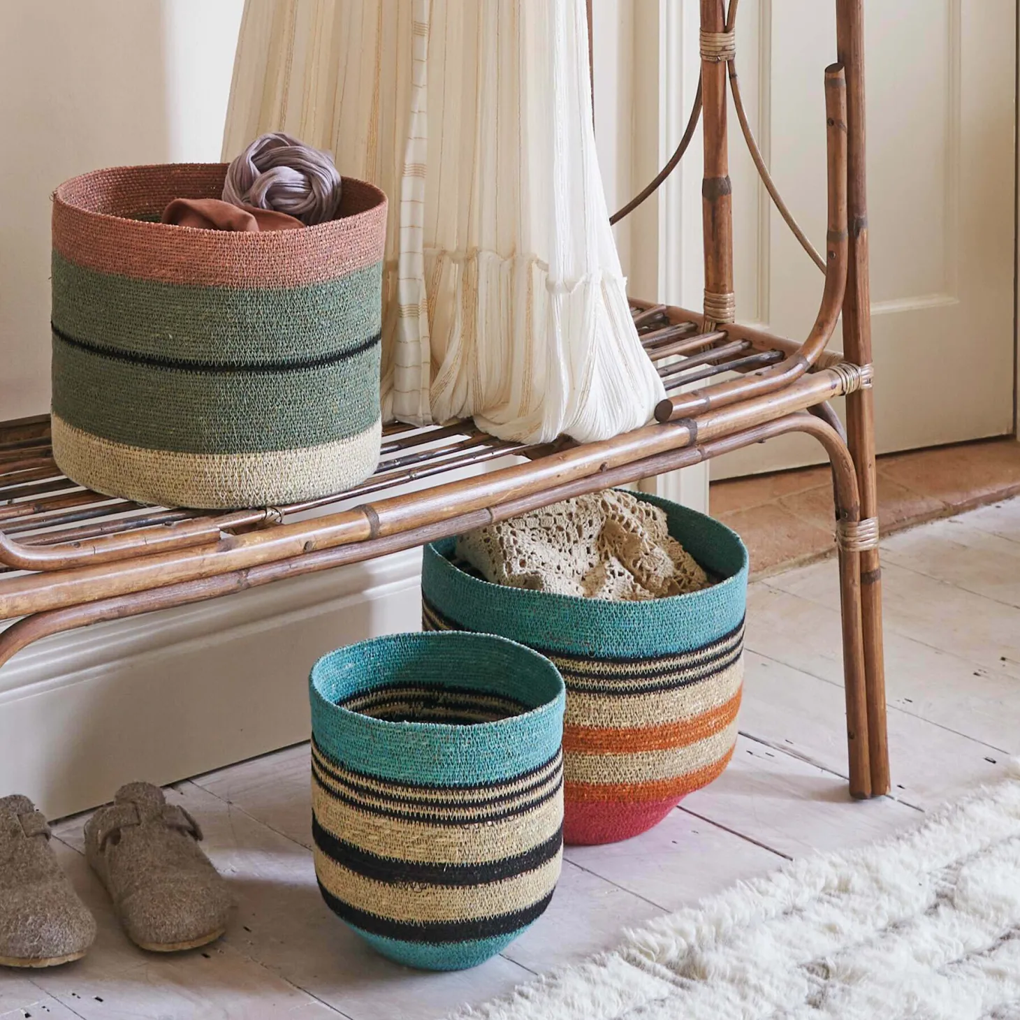 Multicoloured Stripe Basket