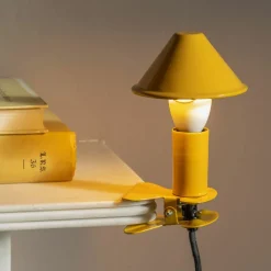 Mustard Enamel Mushroom Clip Lamp