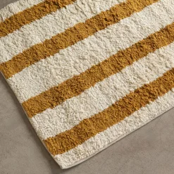 Mustard Striped Tufted Bath Mat