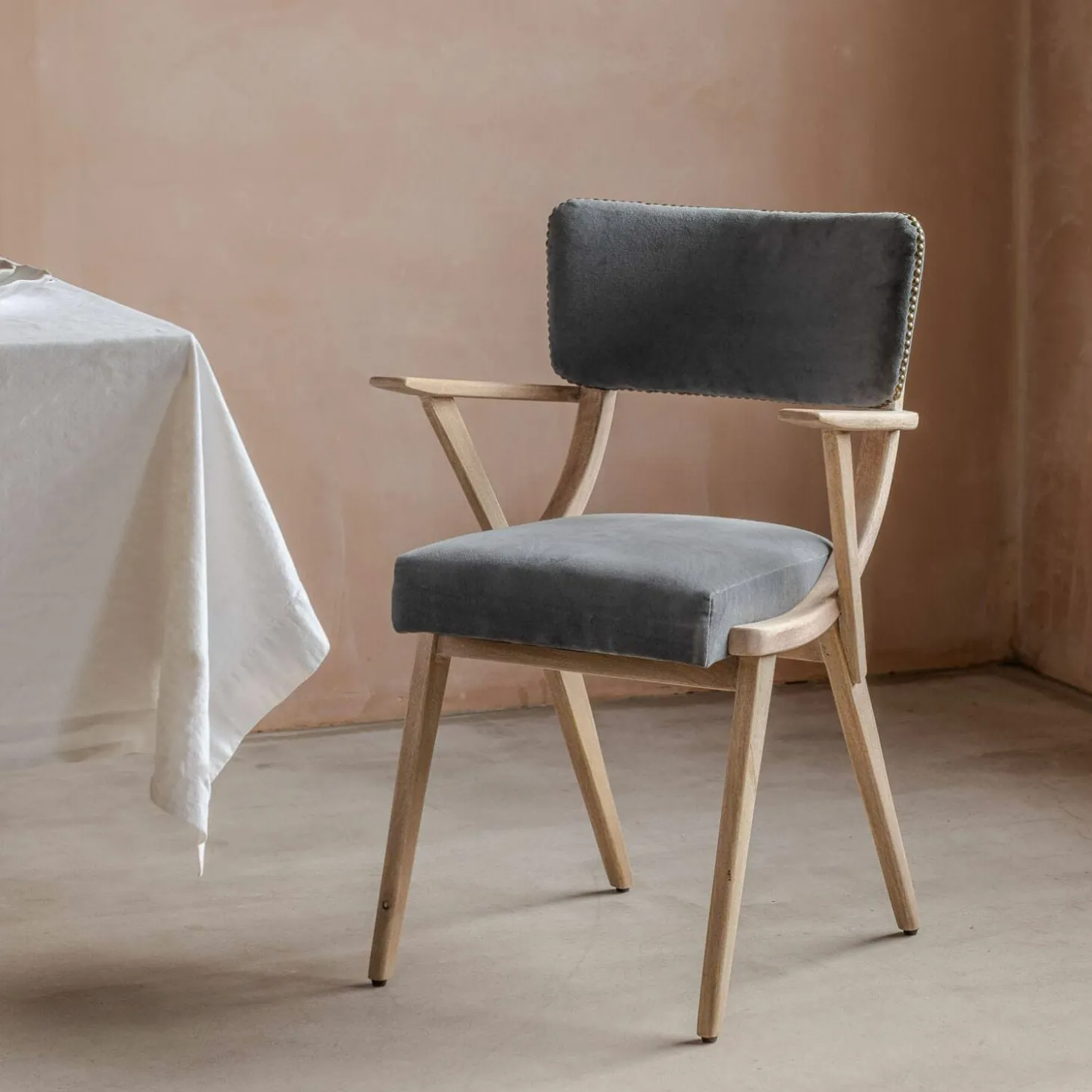 Myles Grey Velvet Armchair