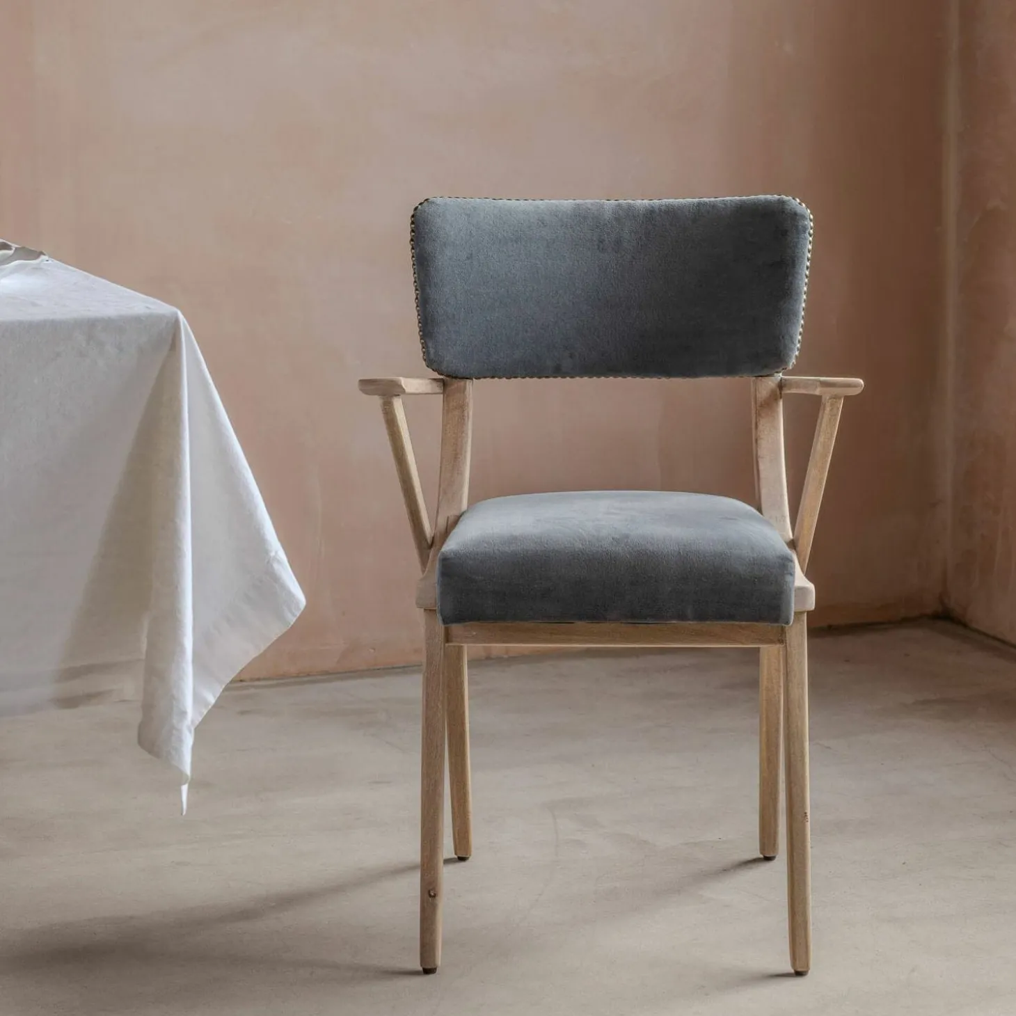 Myles Grey Velvet Armchair