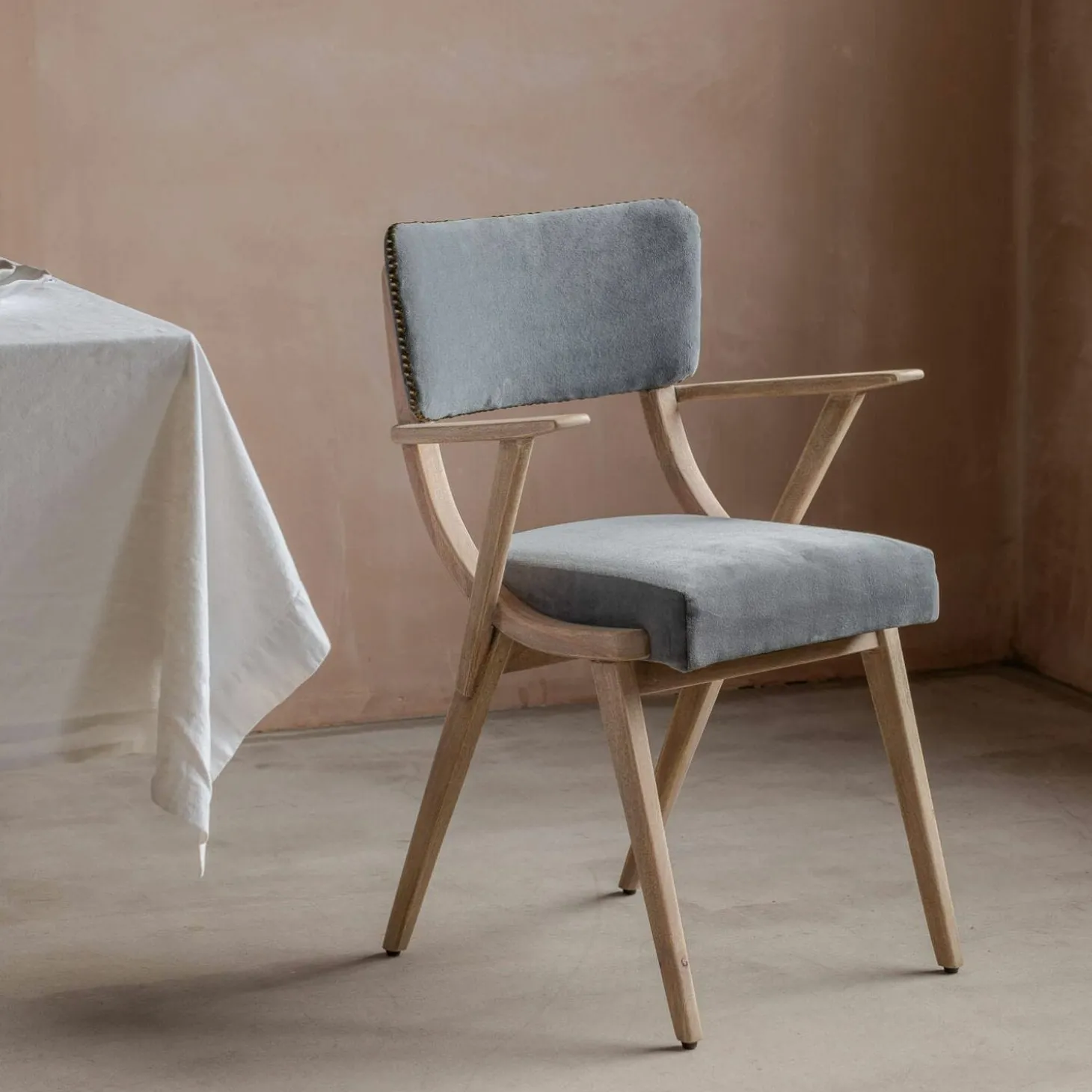 Myles Grey Velvet Armchair