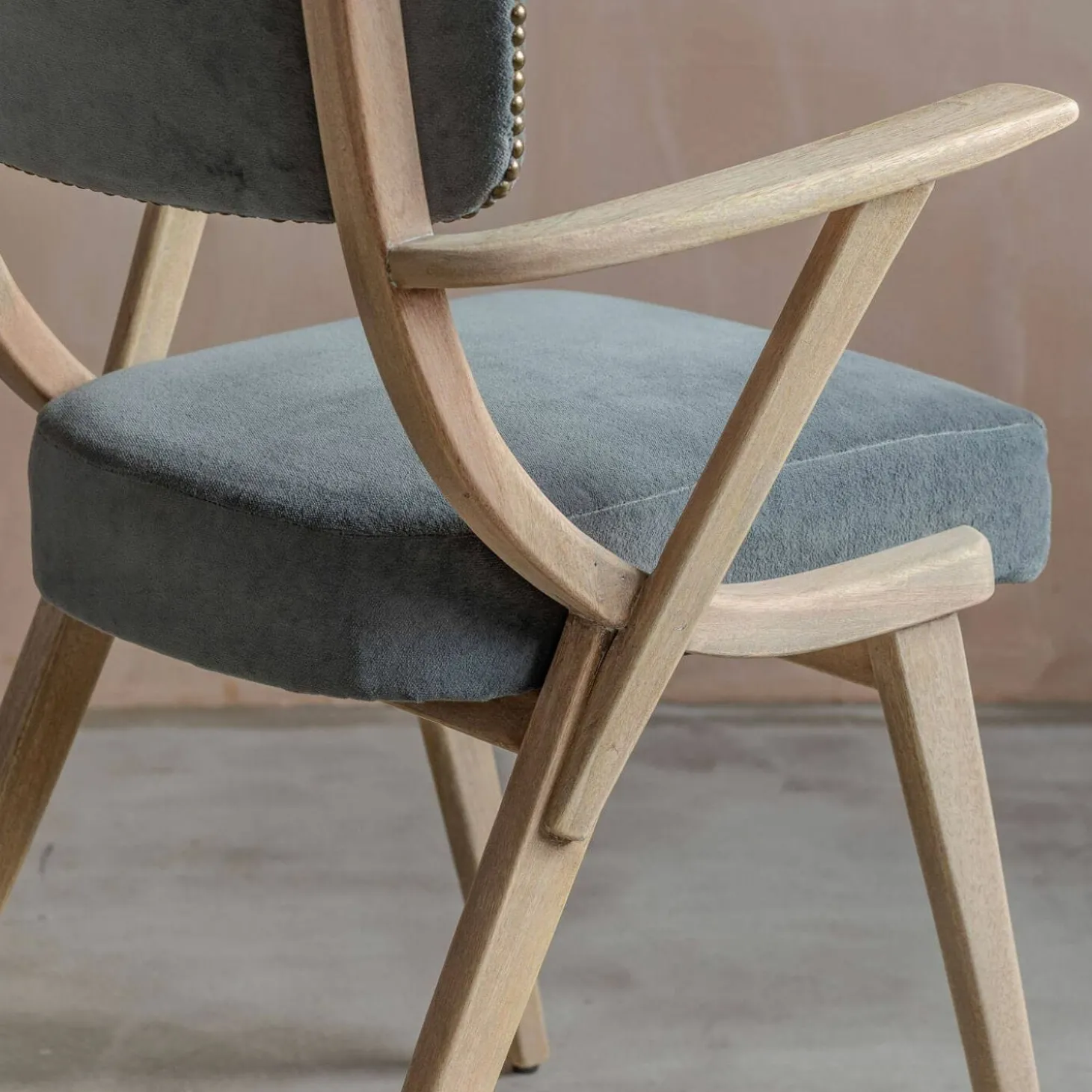 Myles Grey Velvet Armchair