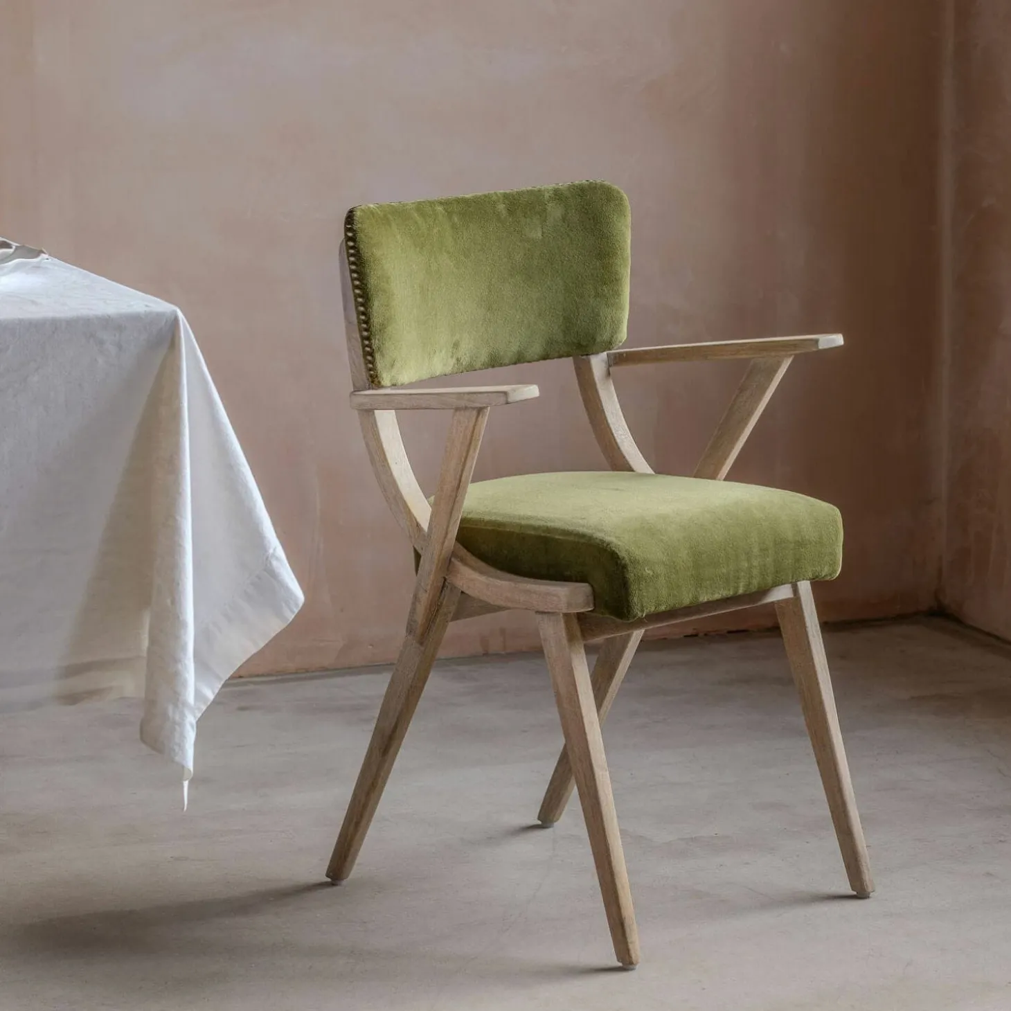 Myles Olive Velvet Armchair
