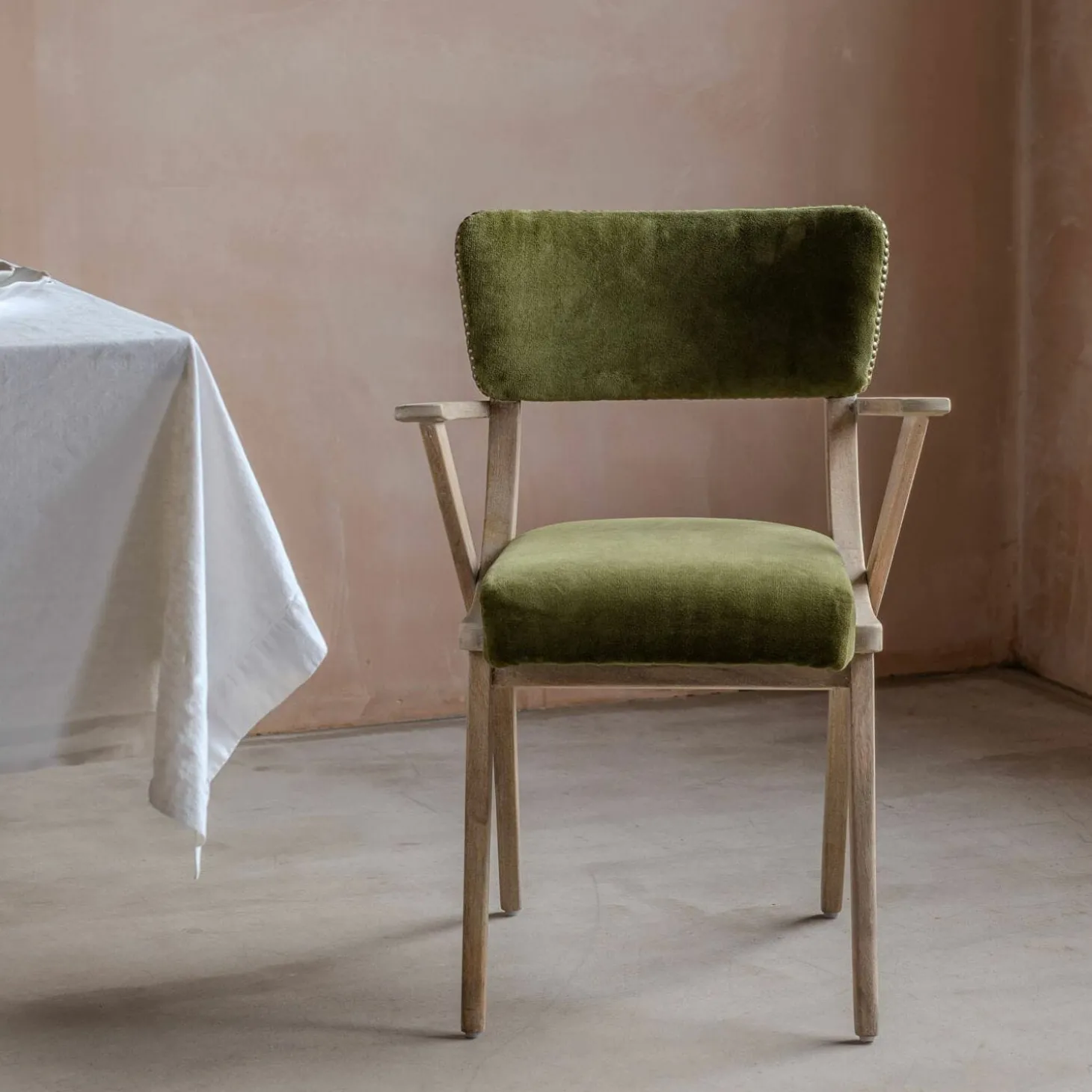 Myles Olive Velvet Armchair