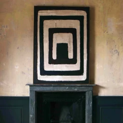 Natural and Black Abstract Print