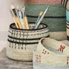 Natural and Black Stitched Cross Basket