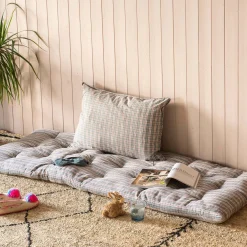 Natural and Blue Check Bed Roll