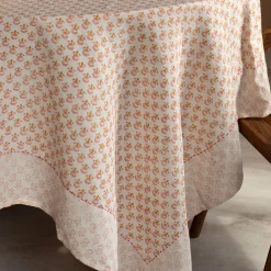 Natural Flower Block Printed Tablecloths