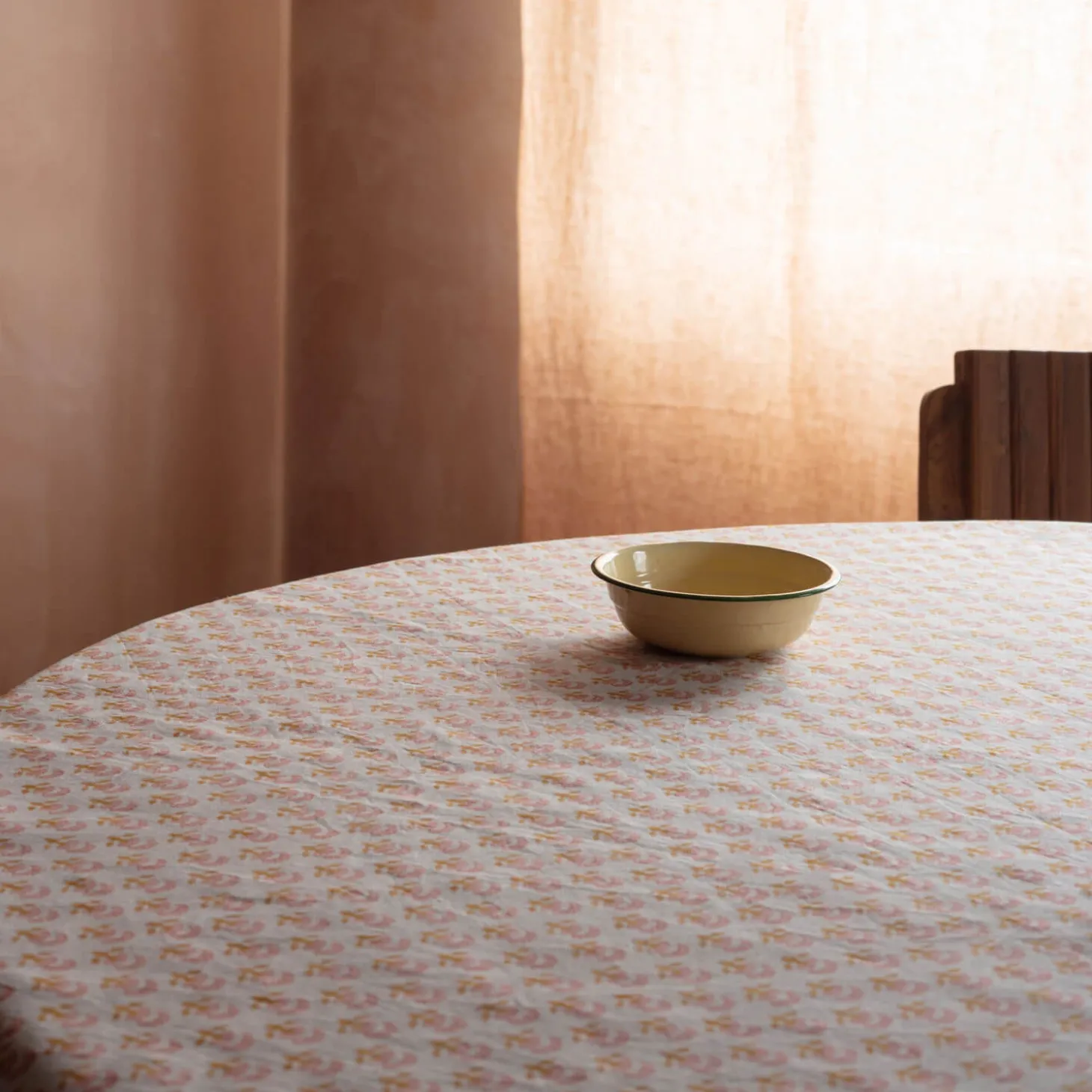 Natural Flower Block Printed Tablecloths