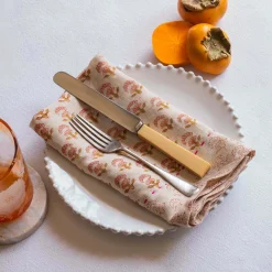 Natural Flower Block Printed Napkin