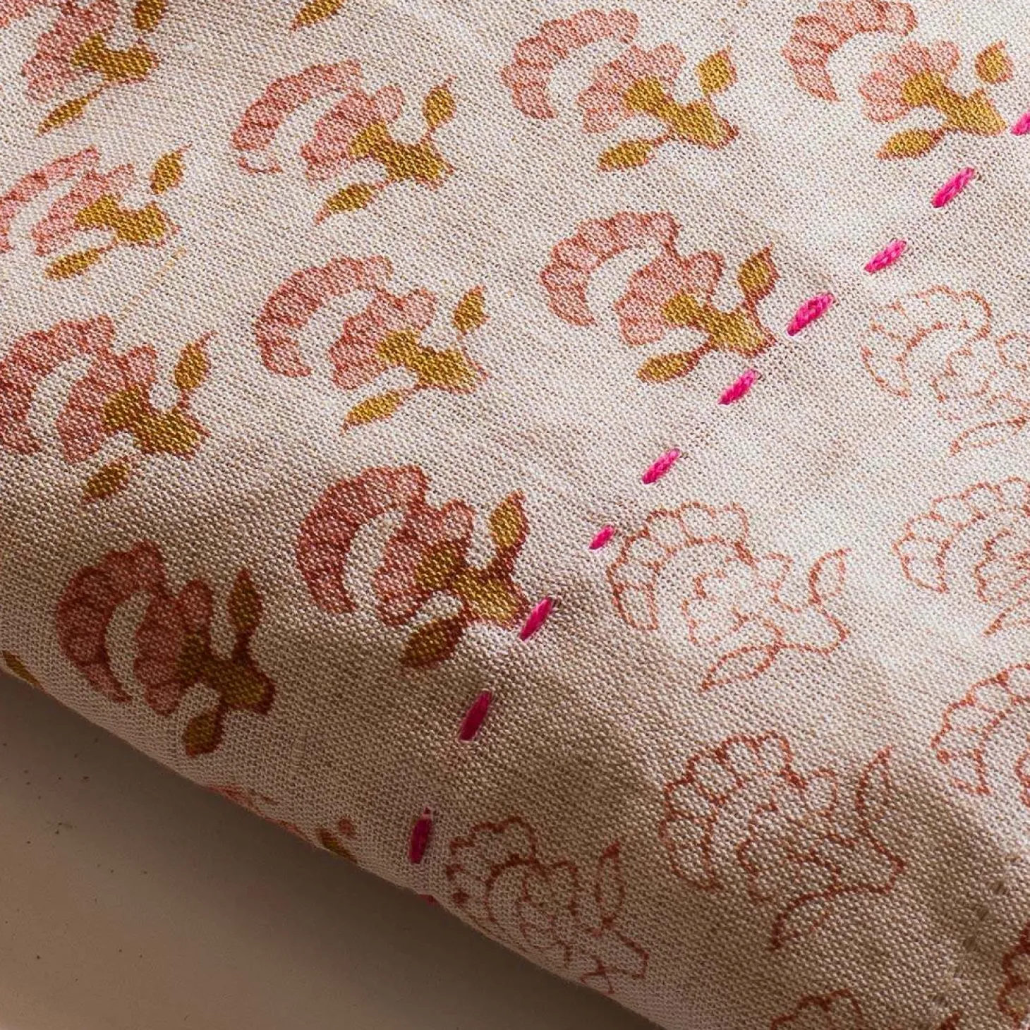 Natural Flower Block Printed Napkin