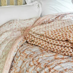 Natural Flower Hand-Printed Quilt