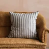 Natural Grey Striped Large Square Cushion