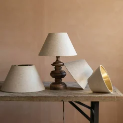 Natural Linen and Gold Empire Lamp Shades