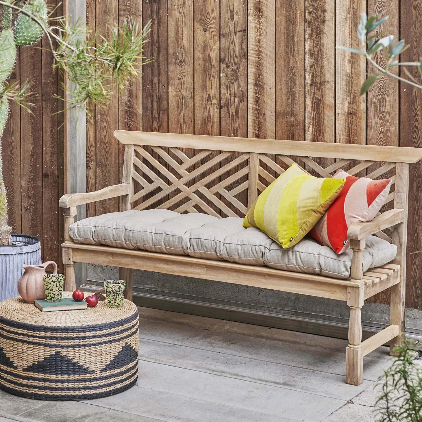 Natural Linen Extra Long Seat Pad