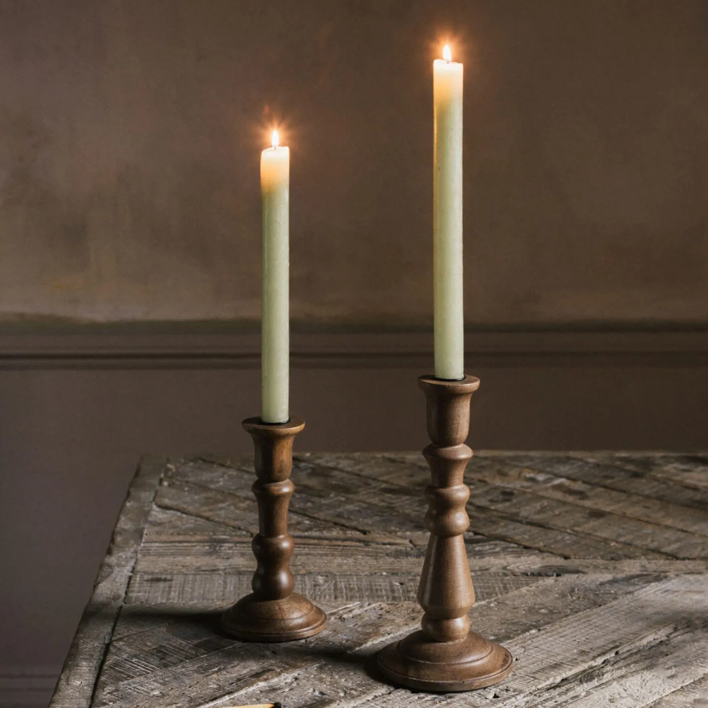 Natural Mango Wood Candle Holders