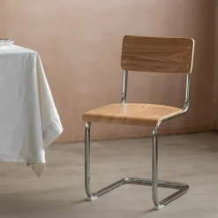 Natural Wood and Metal Dining Chair
