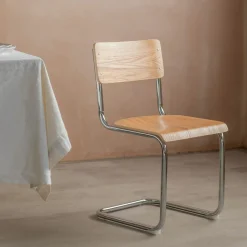 Natural Wood and Metal Dining Chair