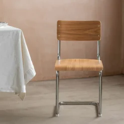 Natural Wood and Metal Dining Chair