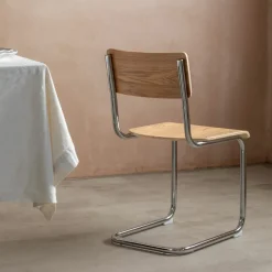 Natural Wood and Metal Dining Chair