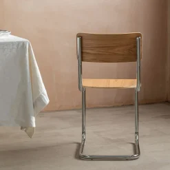 Natural Wood and Metal Dining Chair