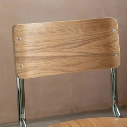 Natural Wood and Metal Dining Chair