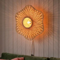 Natural Woven Bamboo Wall Light Medium