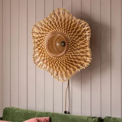 Natural Woven Bamboo Wall Light Medium