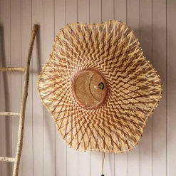 Natural Woven Bamboo Wall Light Large