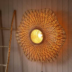 Natural Woven Bamboo Wall Light Large