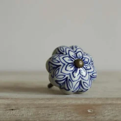 Navy Painted Flower Knob