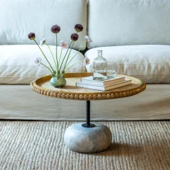 Noland Wood and Marble Coffee Table