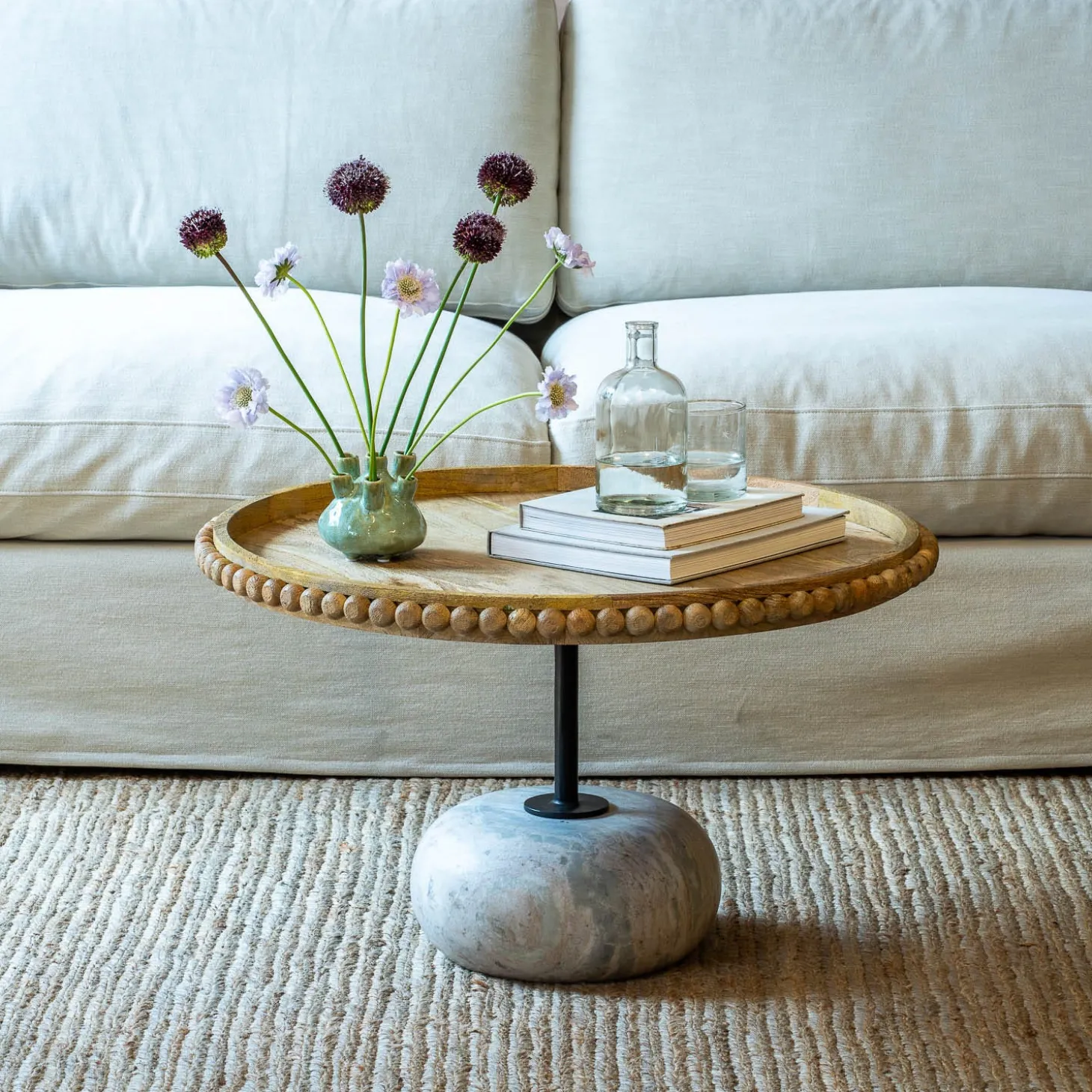 Noland Wood and Marble Coffee Table