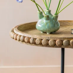 Noland Wood and Marble Side Table