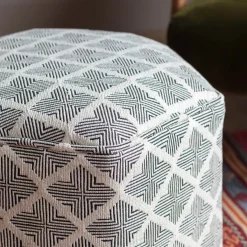 Nora Ecru Jacquard Footstool