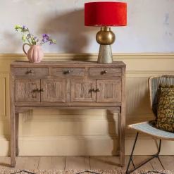 Oak Four Door Console Table