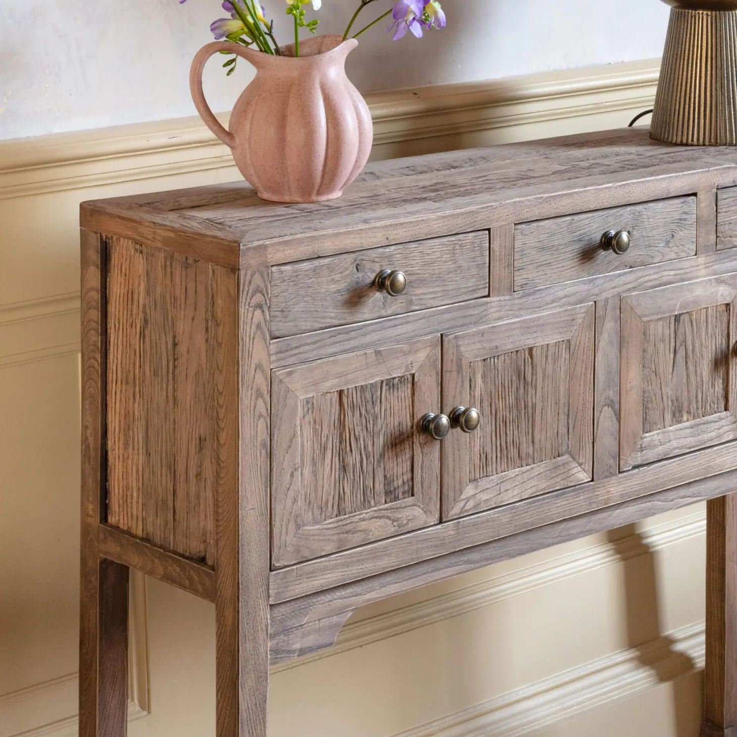 Oak Four Door Console Table