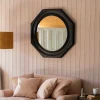 Octavia Small Black Wood Wall Mirror