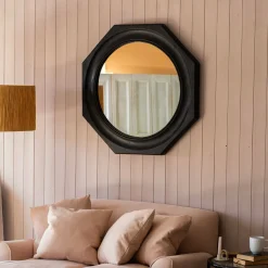 Octavia Small Black Wood Wall Mirror