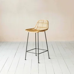 Ola Graphic Weave Rattan Kitchen Stool
