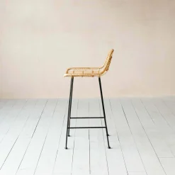 Ola Graphic Weave Rattan Kitchen Stool