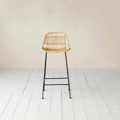 Ola Graphic Weave Rattan Kitchen Stool