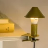 Olive Enamel Mushroom Clip Lamp