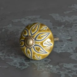 Olive Floral Ceramic Knob
