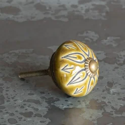 Olive Floral Ceramic Knob
