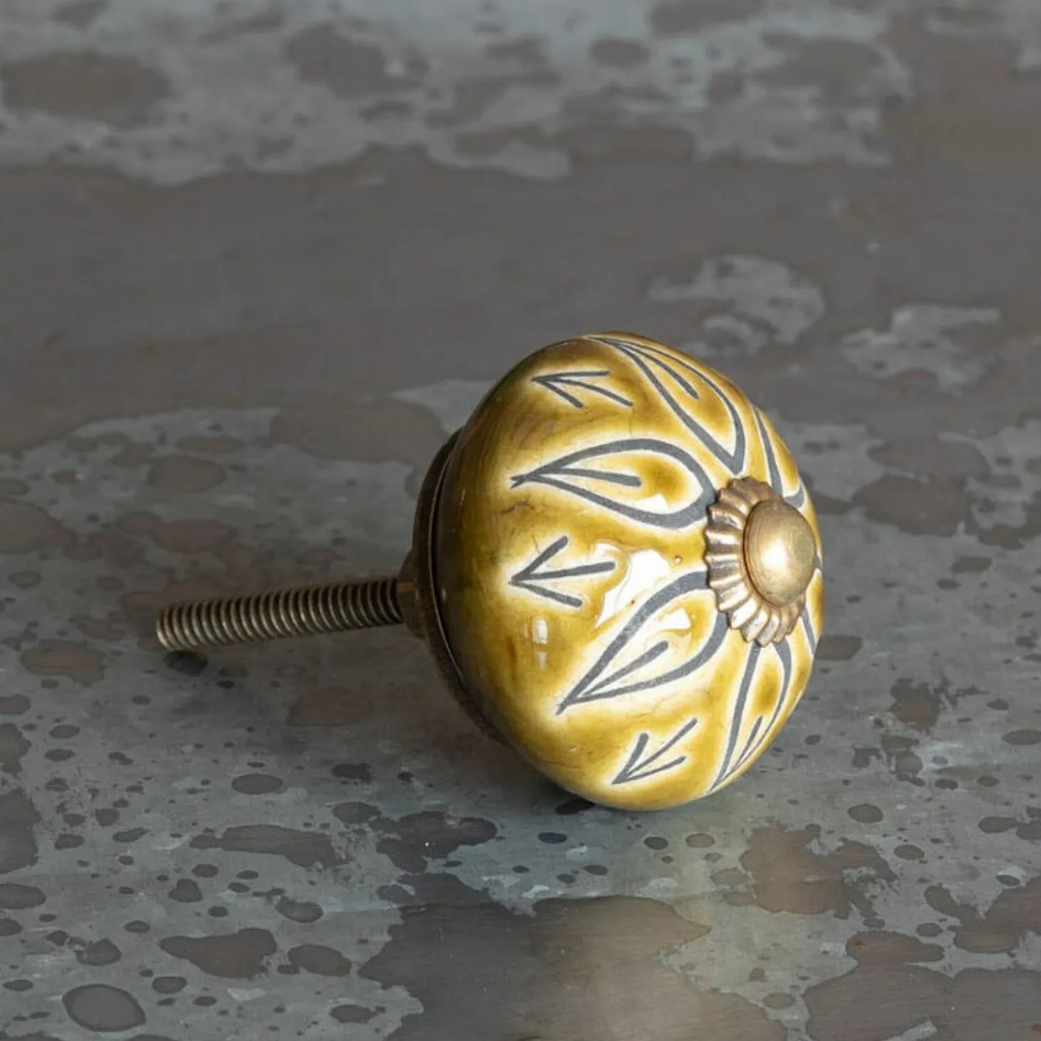 Olive Floral Ceramic Knob